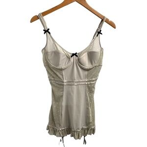 Victoria's Secret Lingerie Slip Babydoll Polka Dot Sleepwear Gray NEW Size 36C